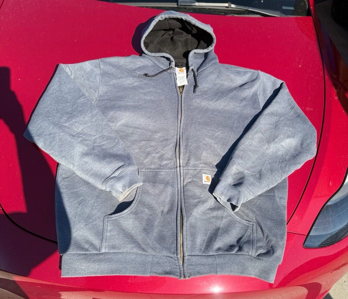 Carhartt J149 CHH Full Zip Thermal Lined Hoodie Size 2XL Tall Grey 2