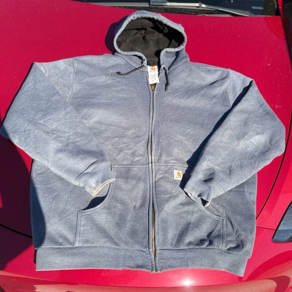 Carhartt J149 CHH Full Zip Thermal Lined Hoodie Size 2XL Tall Grey