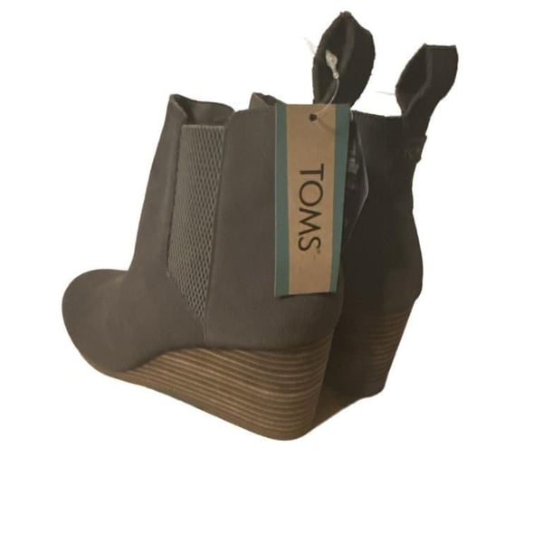 Toms Kallie Wedge Bootie Size 11 Grey Suede Ankle Booties