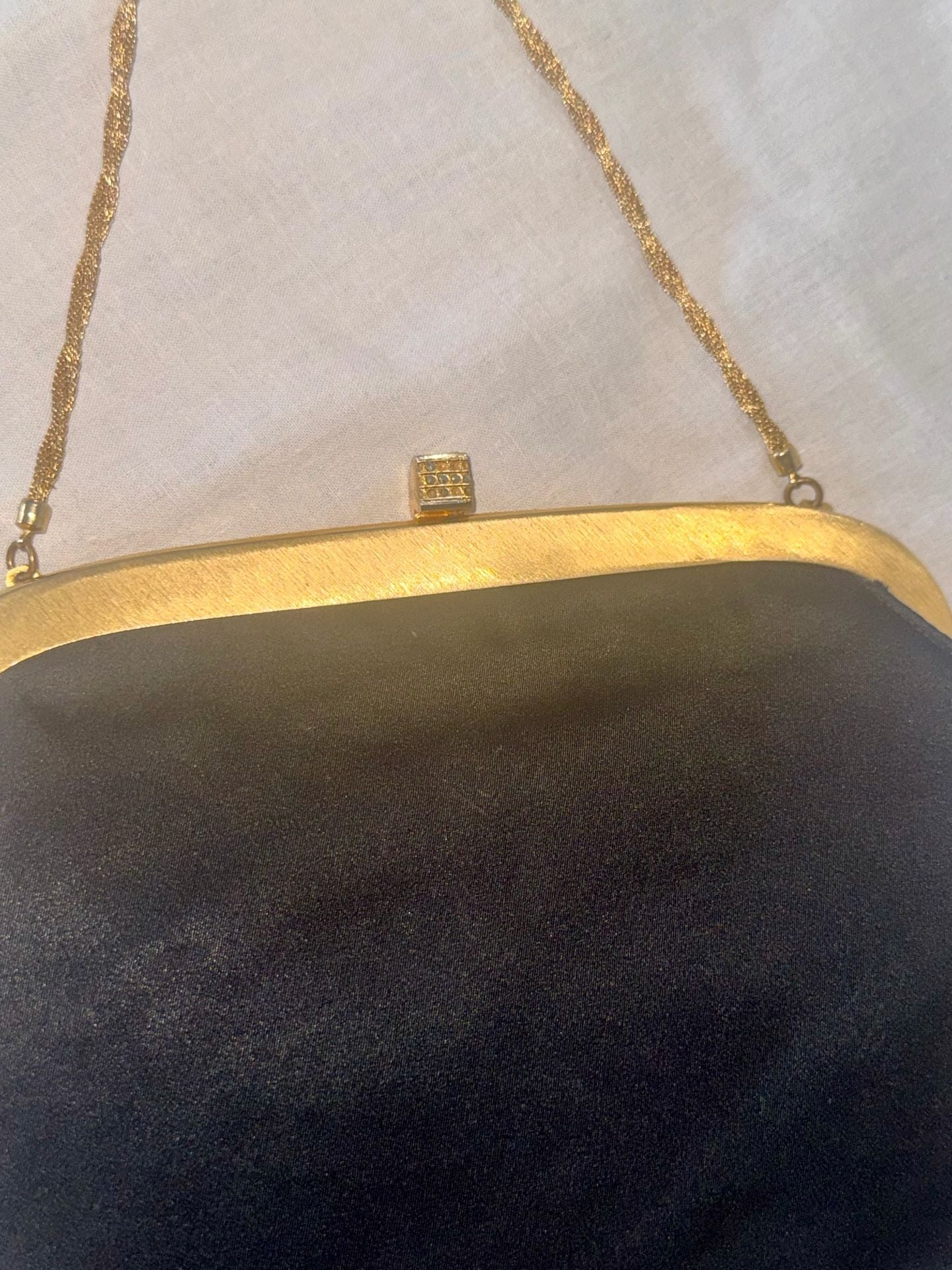Rosenfeld Saks Fifth Avenue Black Satin Evening Clutch Handbag 2
