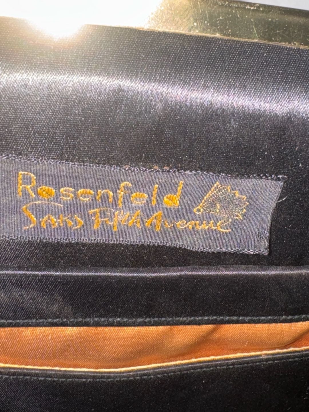 Rosenfeld Saks Fifth Avenue Black Satin Evening Clutch Handbag 4