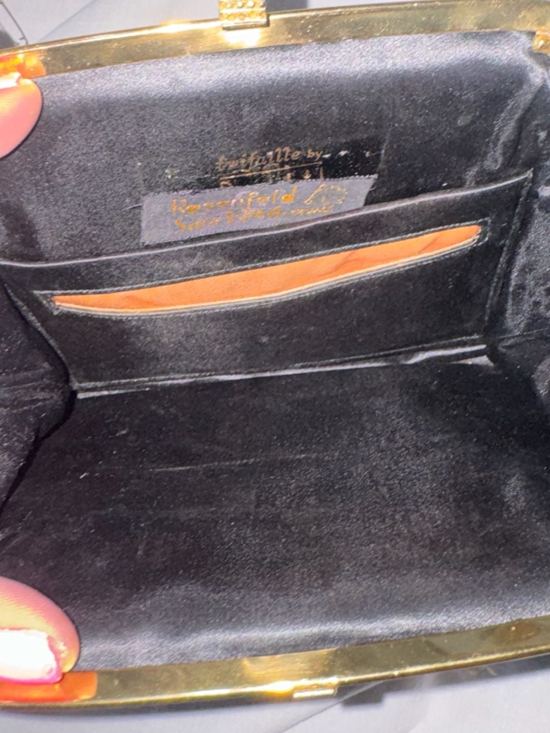 Rosenfeld Saks Fifth Avenue Black Satin Evening Clutch Handbag 5