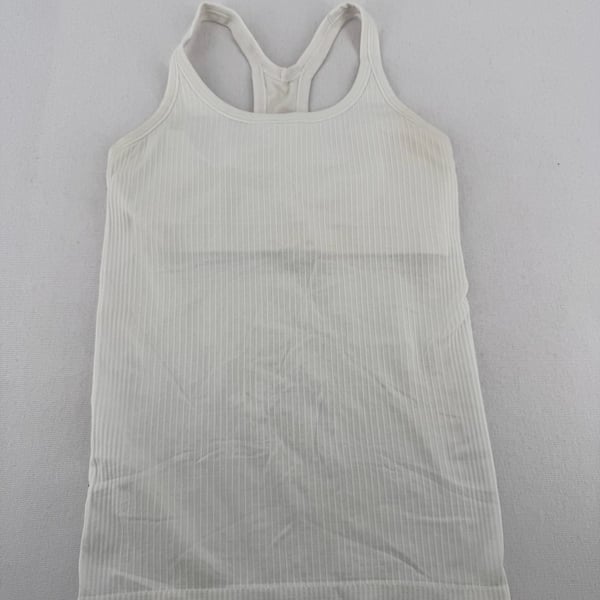 Lululemon Ebb to Street Tank Size 4 White Ribbed Built-In Bra