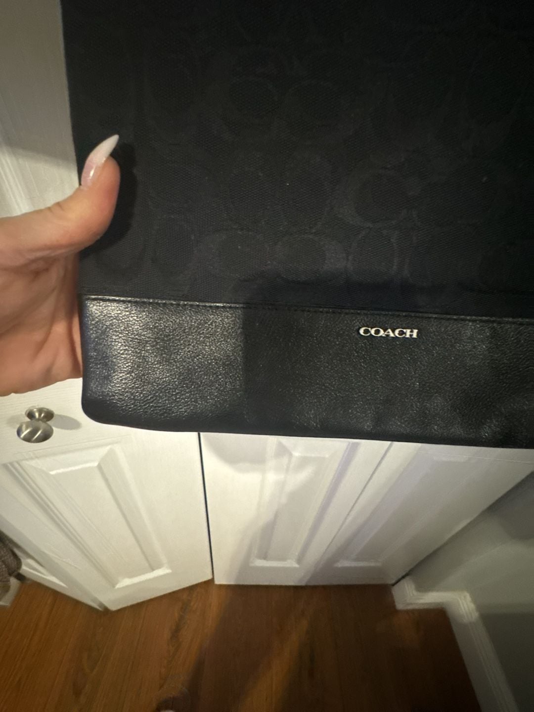 Coach Signature Outline Black Canvas Crossbody Bag 10