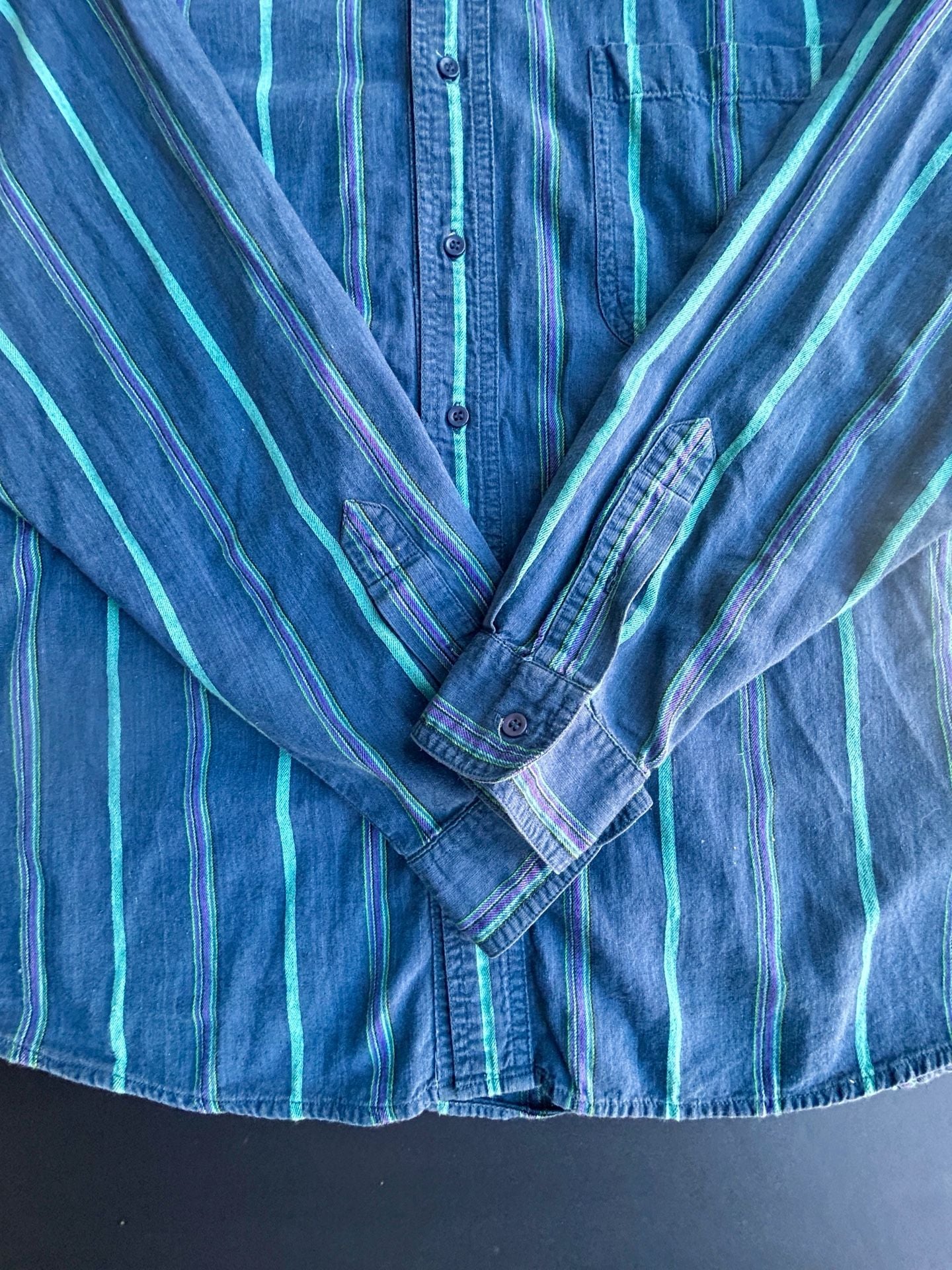 Wrangler Striped Button-Down Shirt Size XL Blue 5