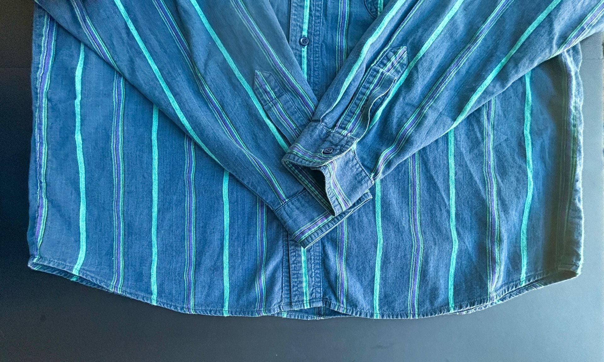 Wrangler Striped Button-Down Shirt Size XL Blue 9