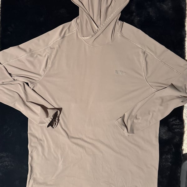 Eddie Bauer Solarfoil Hoodie Size M Tan UPF Sun Shirt