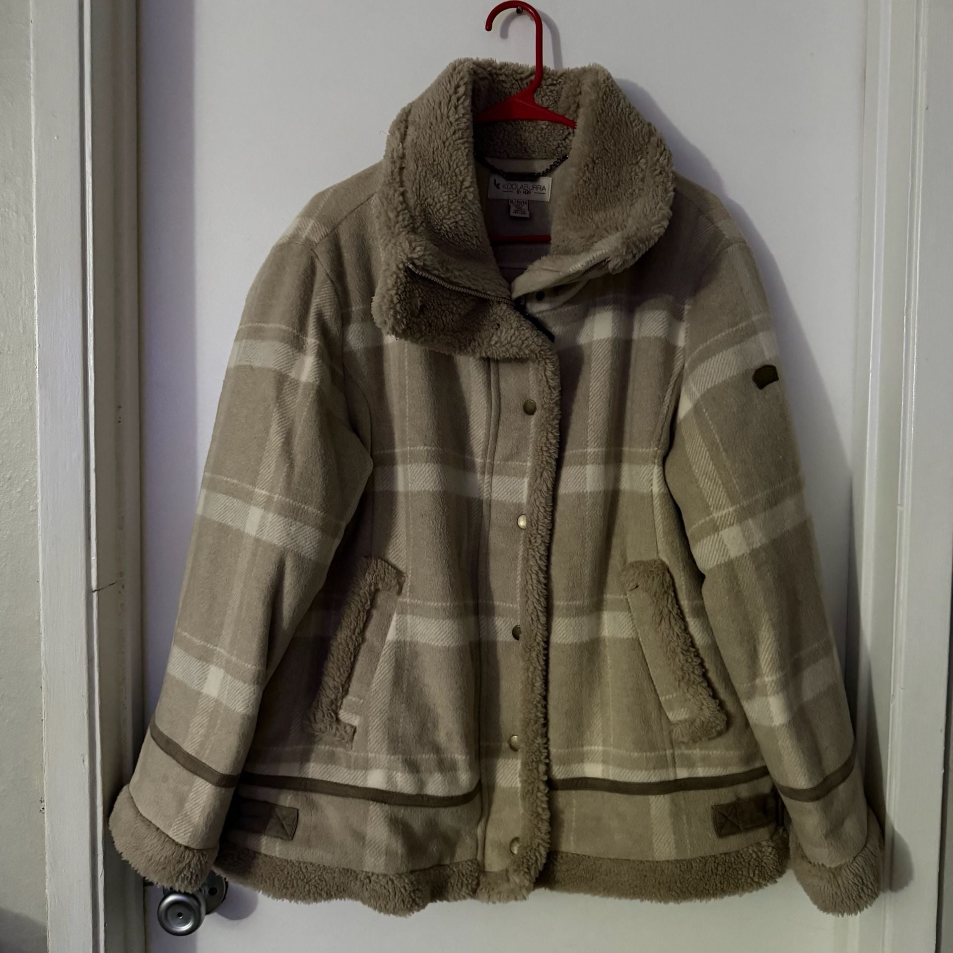 Koolaburra By UGG Plaid Sherpa Jacket Size XL Beige 8