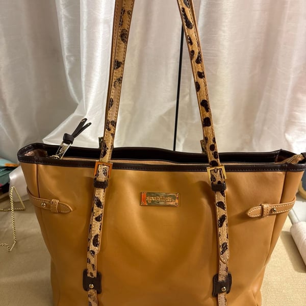 Spartina 449 Calf Hair Leopard Trim Tote Bag