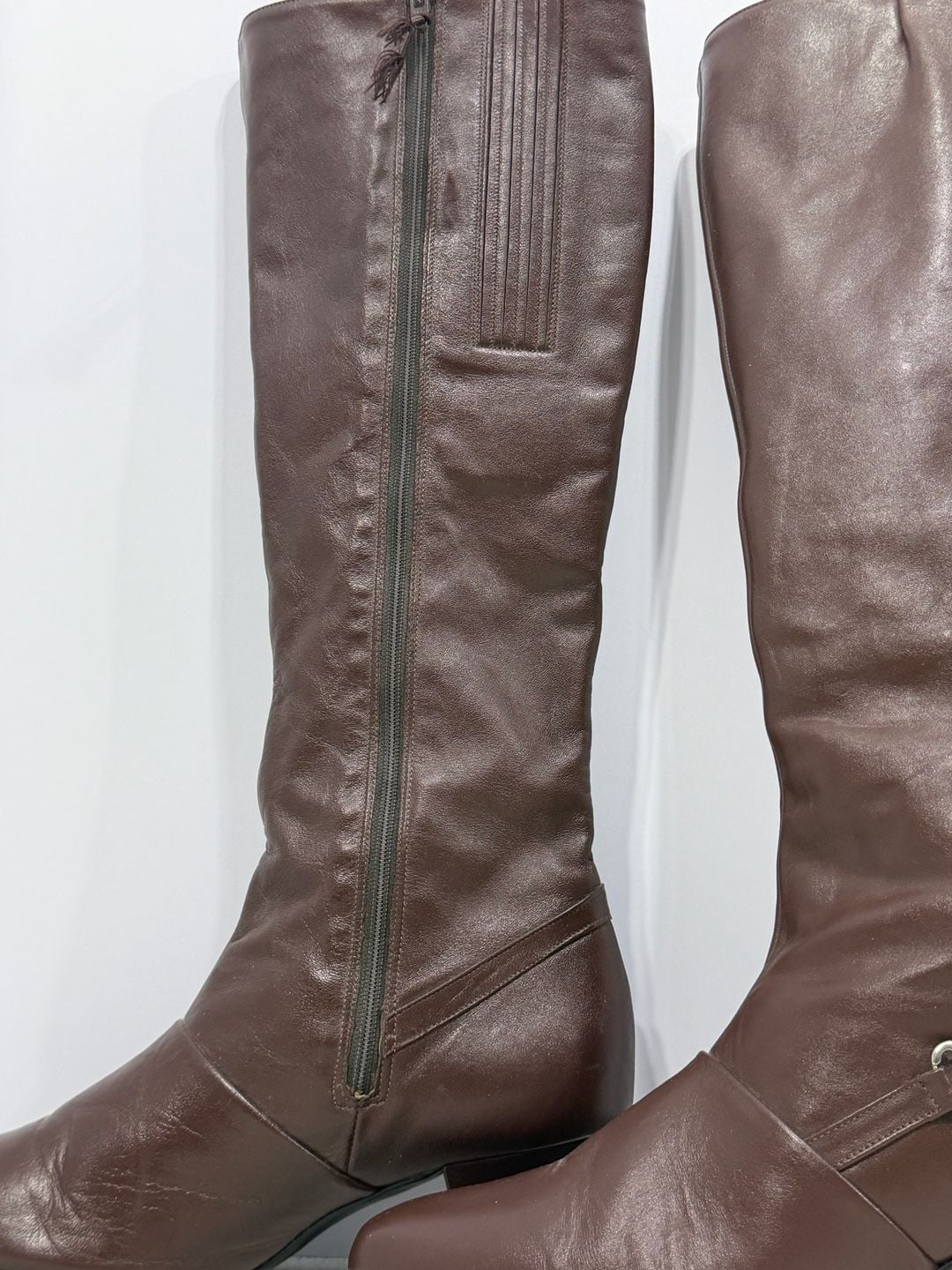 Cobbies Vintage Brown Leather Zip Up Boots 7.5 Heeled Knee High 5