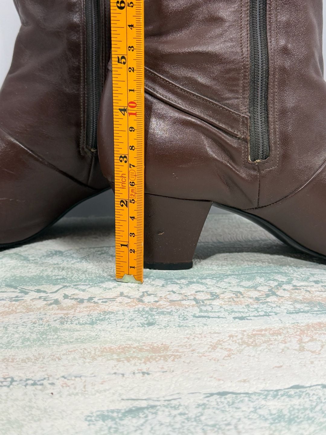 Cobbies Vintage Brown Leather Zip Up Boots 7.5 Heeled Knee High 7