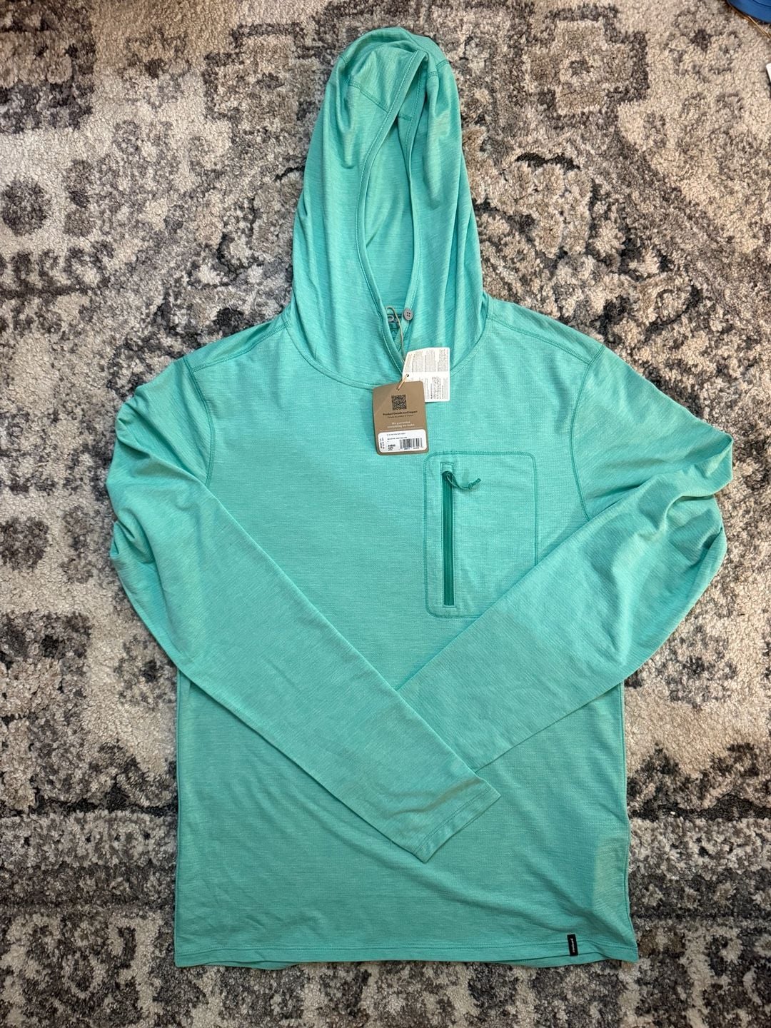 Patagonia Capilene Cool Daily Hoody Size S Turquoise Long Sleeve 2
