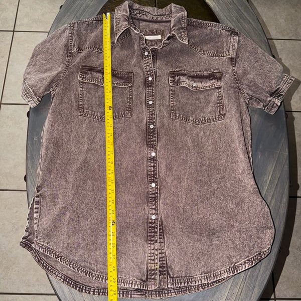 We The Free Denim Button Up Shirt Size Medium Brown Wash