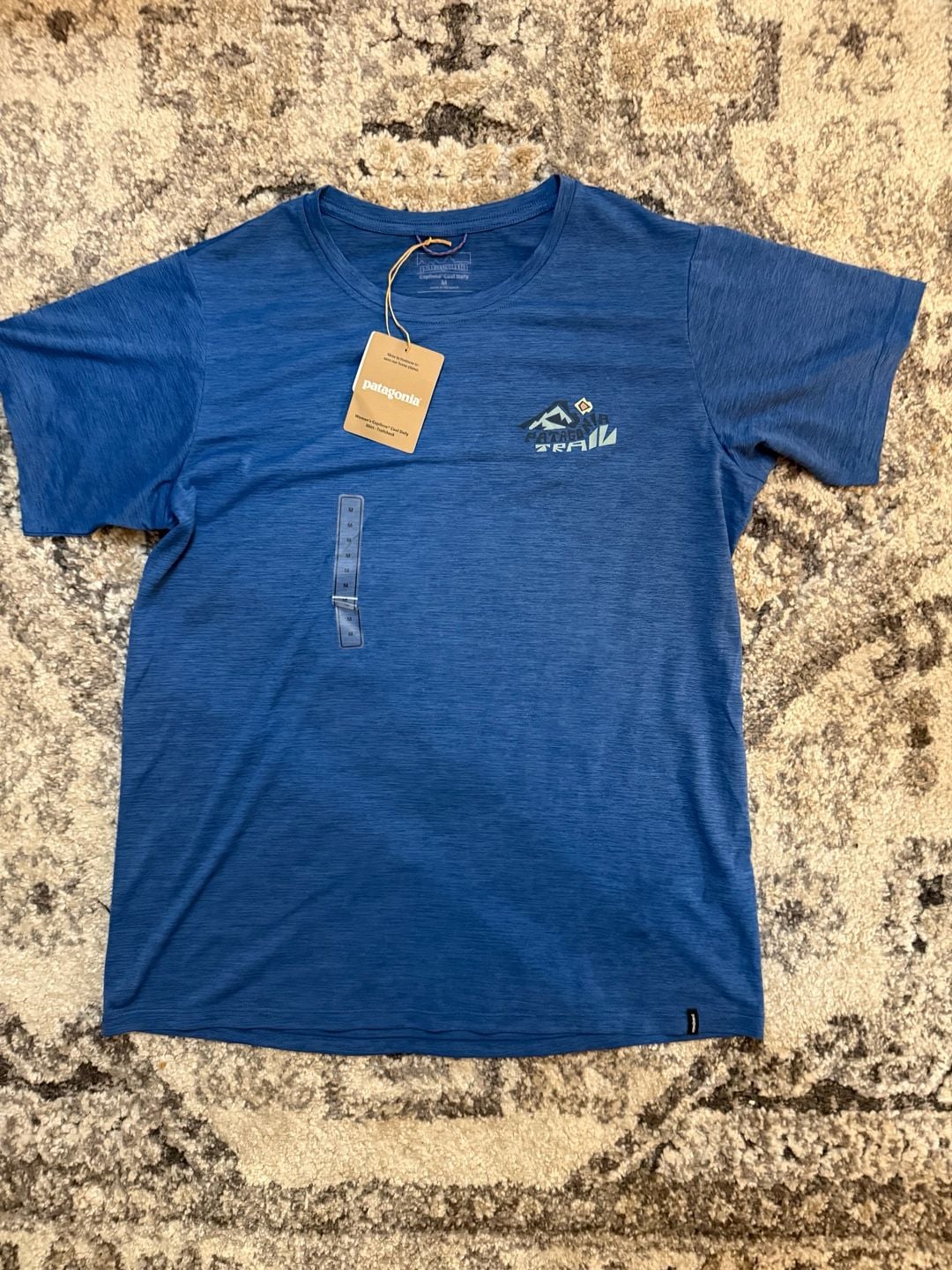 Patagonia Capilene Cool Daily Shirt Size M Trailcheck Aquatic Blue 2