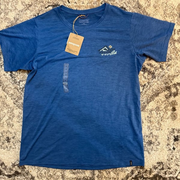 Patagonia Capilene Cool Daily Shirt Size M Trailcheck Aquatic Blue