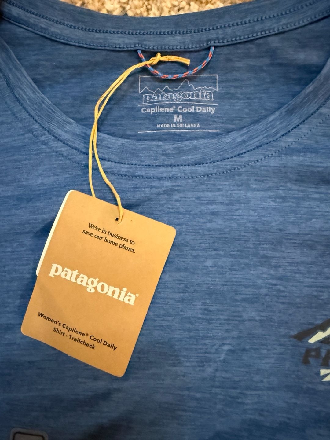Patagonia Capilene Cool Daily Shirt Size M Trailcheck Aquatic Blue 4