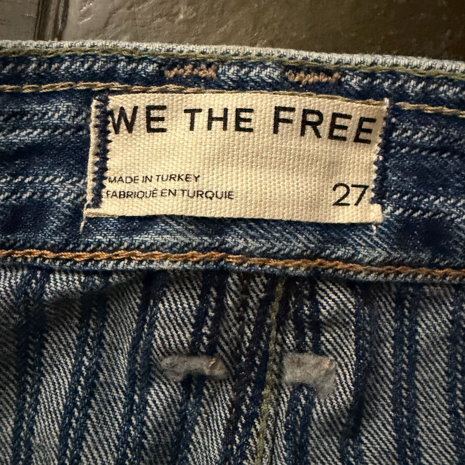 We The Free Brette Cropped Wide Leg Jeans Size 27 Blue Pinstripe 7