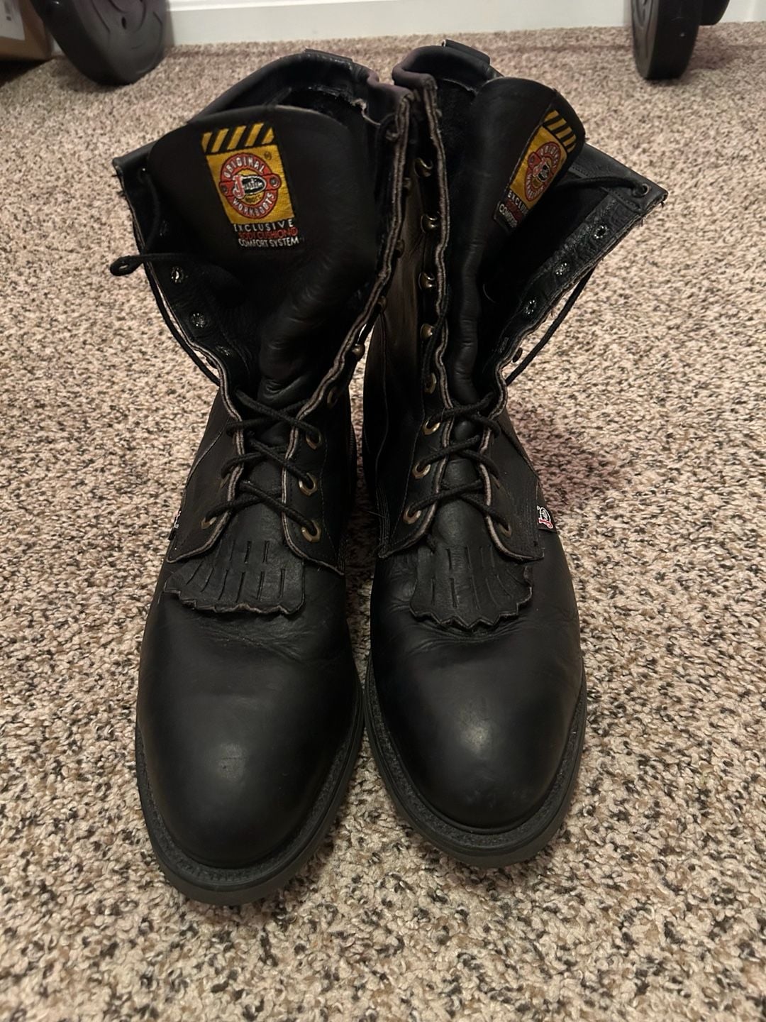 Justin Original Work Boots Black Leather Kiltie Work Boots 4