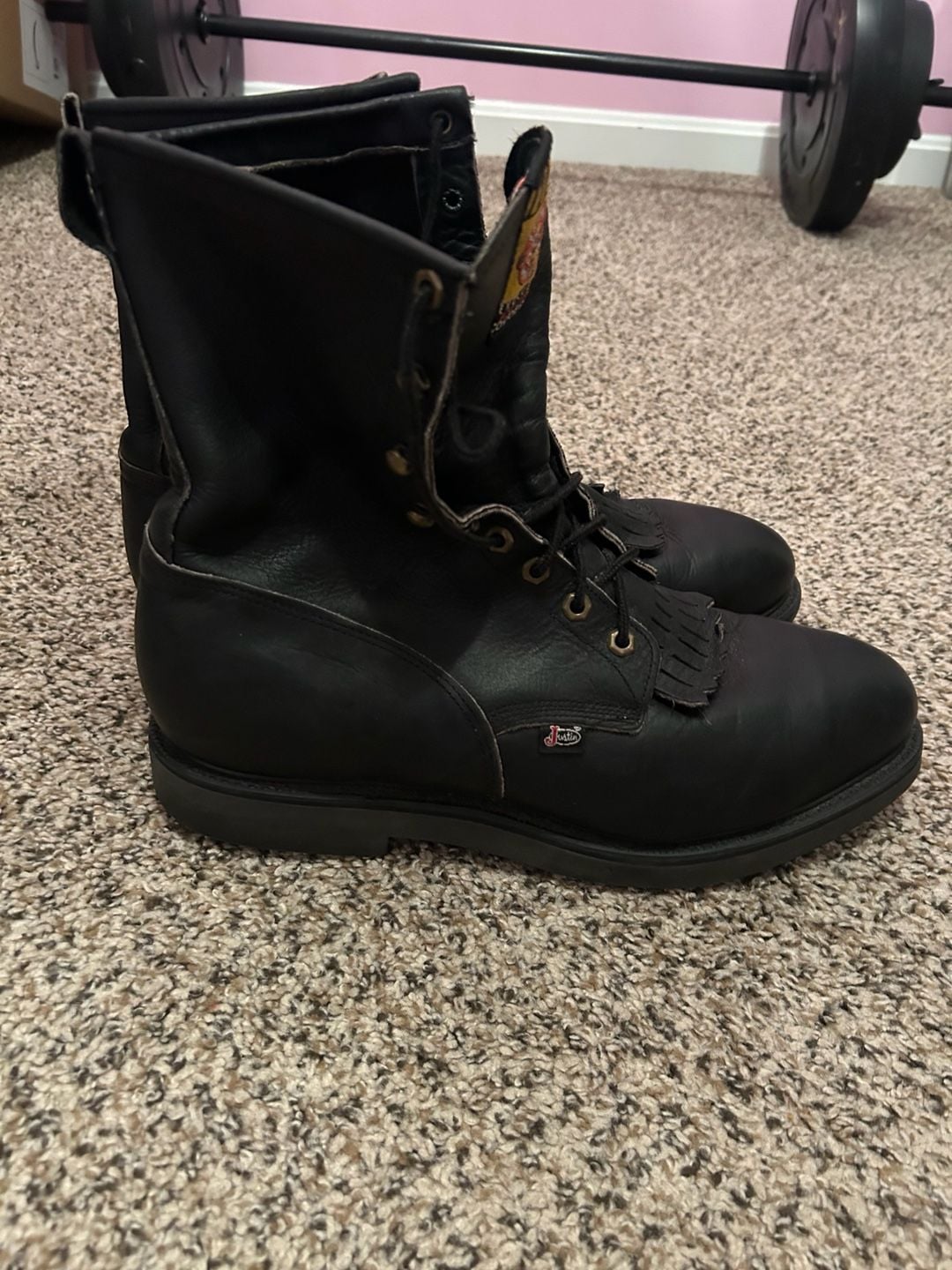 Justin Original Work Boots Black Leather Kiltie Work Boots 5