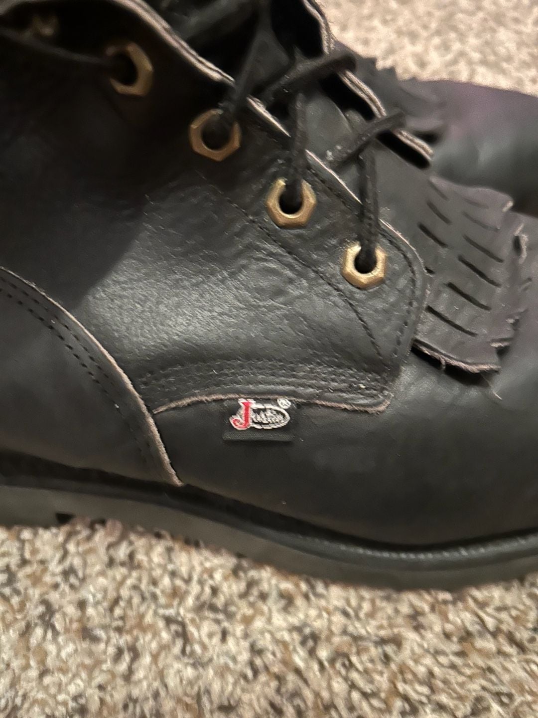 Justin Original Work Boots Black Leather Kiltie Work Boots 6