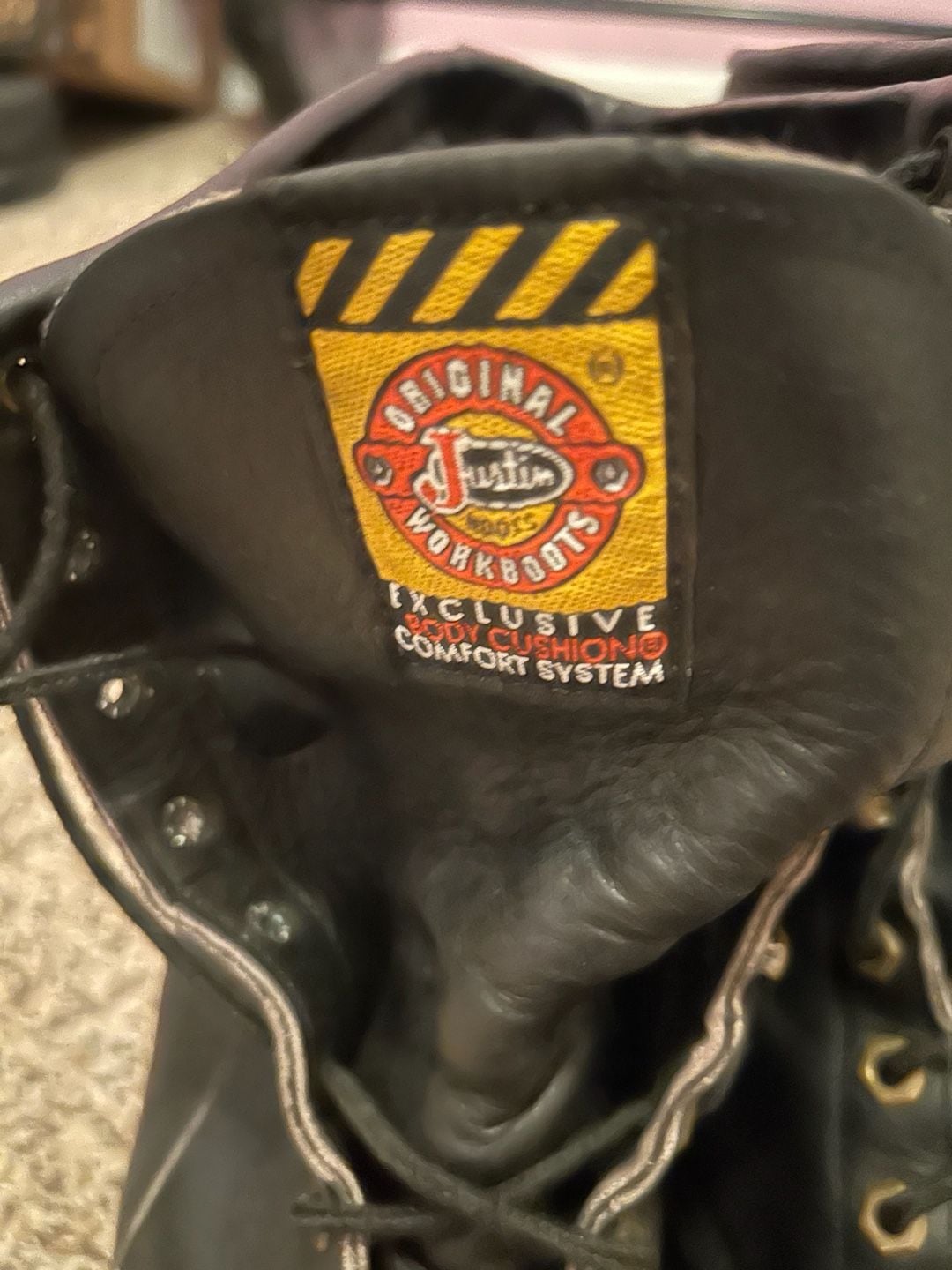 Justin Original Work Boots Black Leather Kiltie Work Boots 7