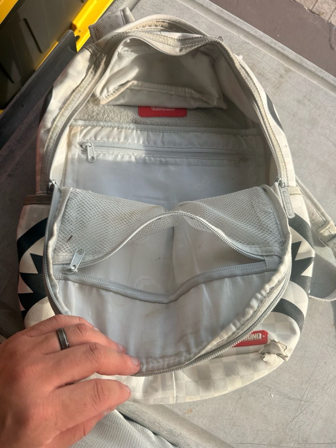 Sprayground Split The Check Pearl Backpack White Black 8