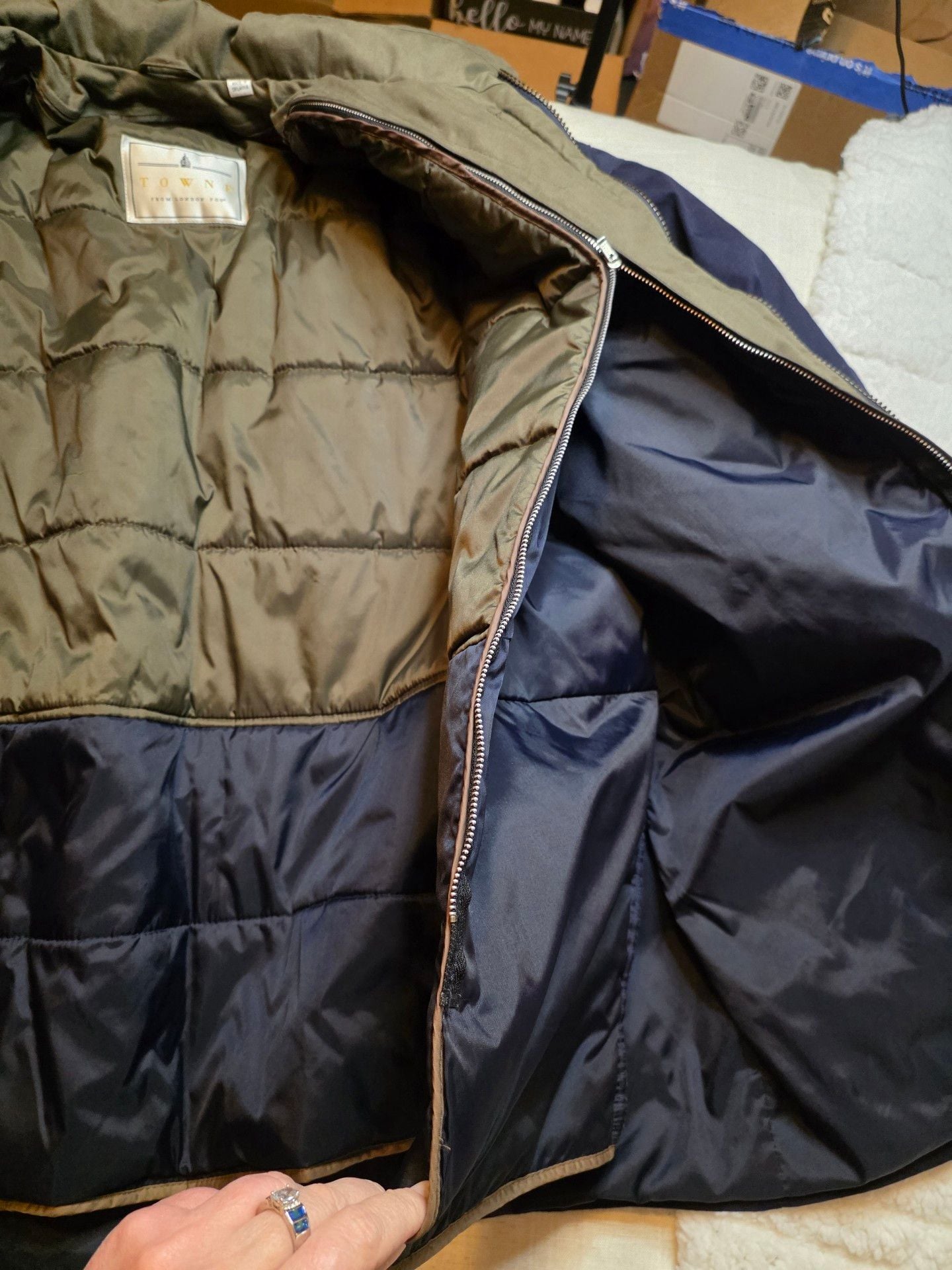 London Fog Towne Jacket Utility Parka Blue size L 11