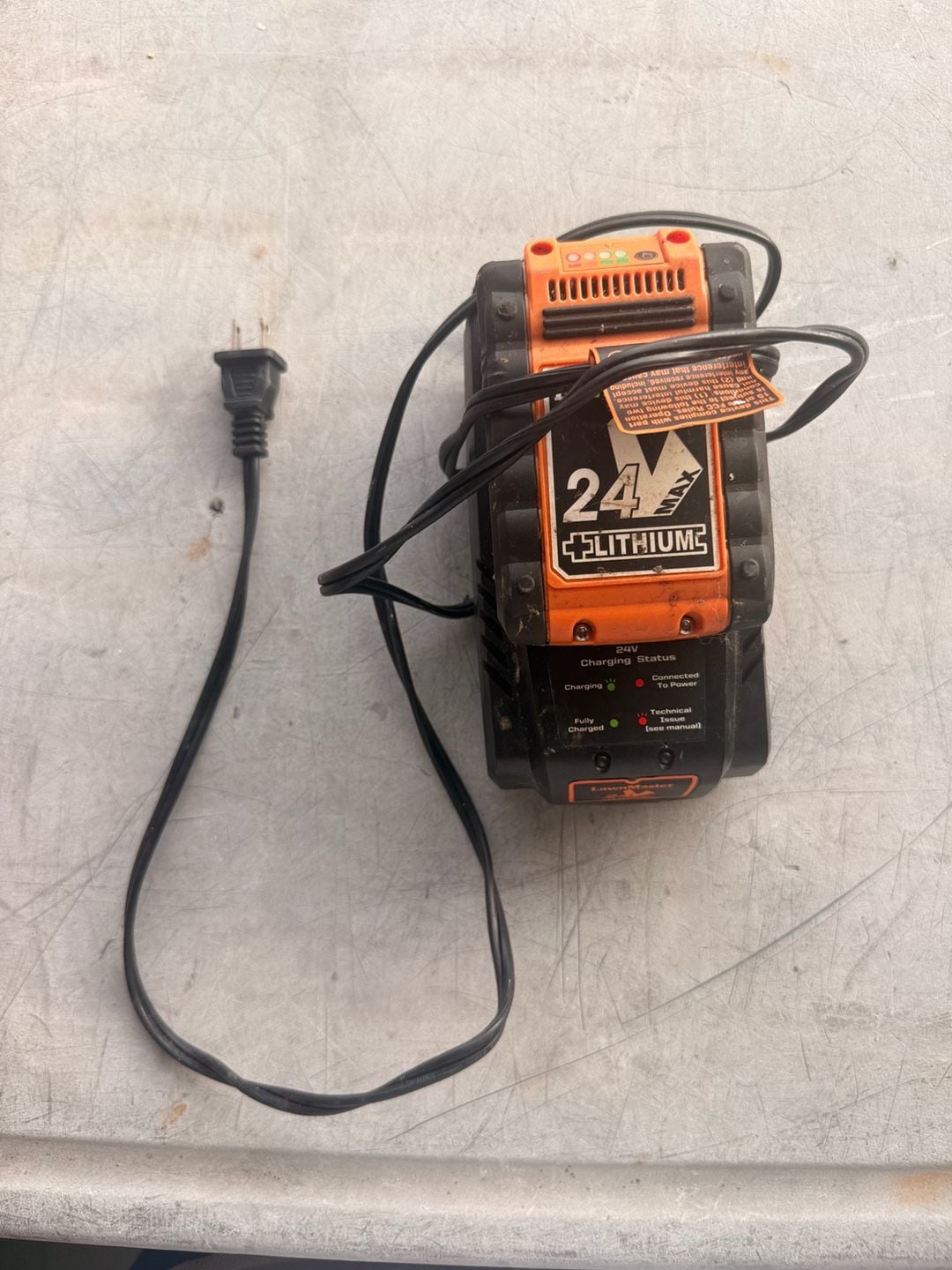 LawnMaster 24V Lithium Battery Charger Model 24LFC14-ETL 5