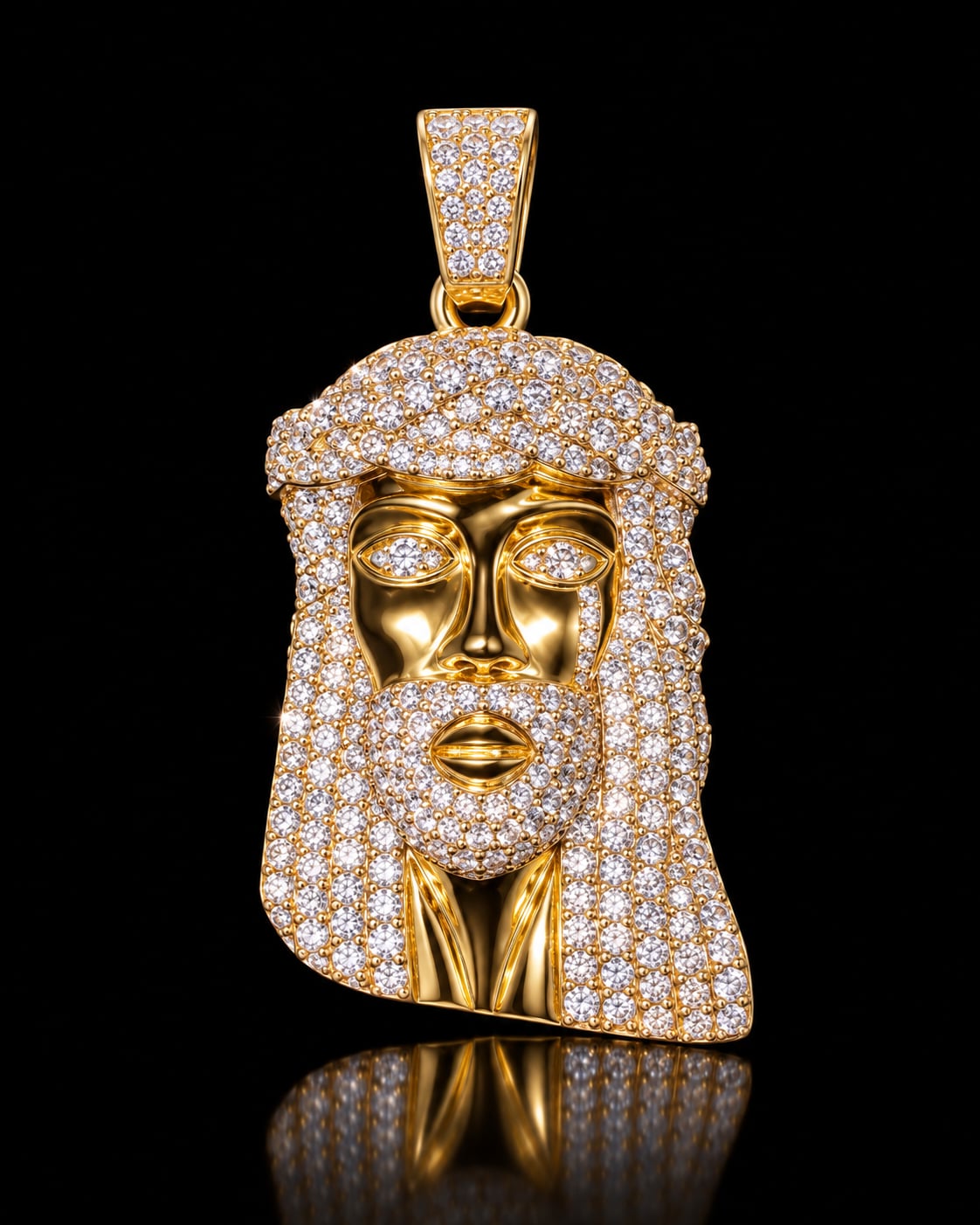 FrostNYC Gold Plated Jesus Head Pendant 2