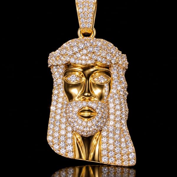 FrostNYC Gold Plated Jesus Head Pendant