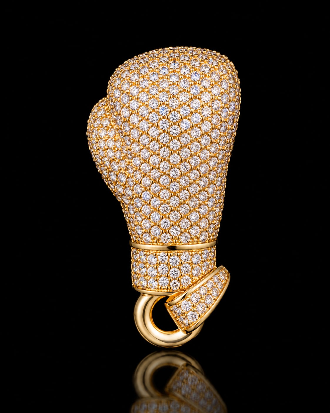 Gold Boxing Glove Pendant CZ Diamond Pave 3