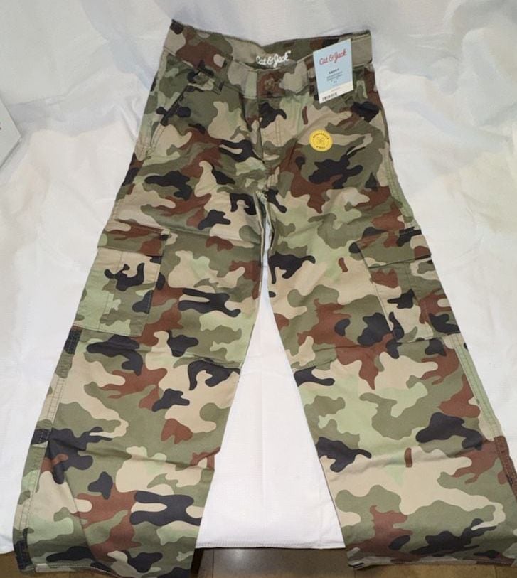 Cat & Jack Baggy Cargo Pants Size 12 Camouflage Reinforced Knee 2