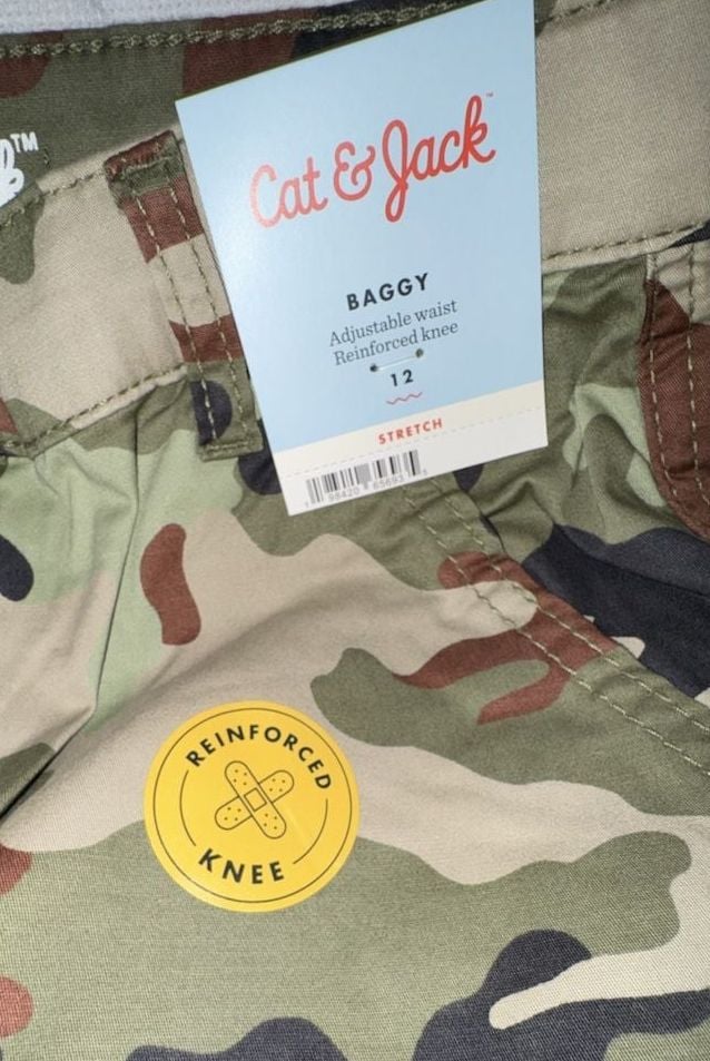 Cat & Jack Baggy Cargo Pants Size 12 Camouflage Reinforced Knee 3