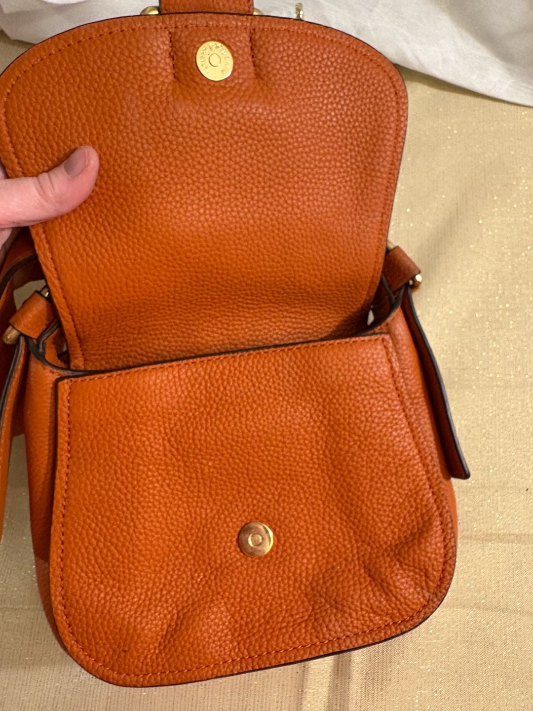 Michael Kors Maxine Leather Orange Saddle Bag 7