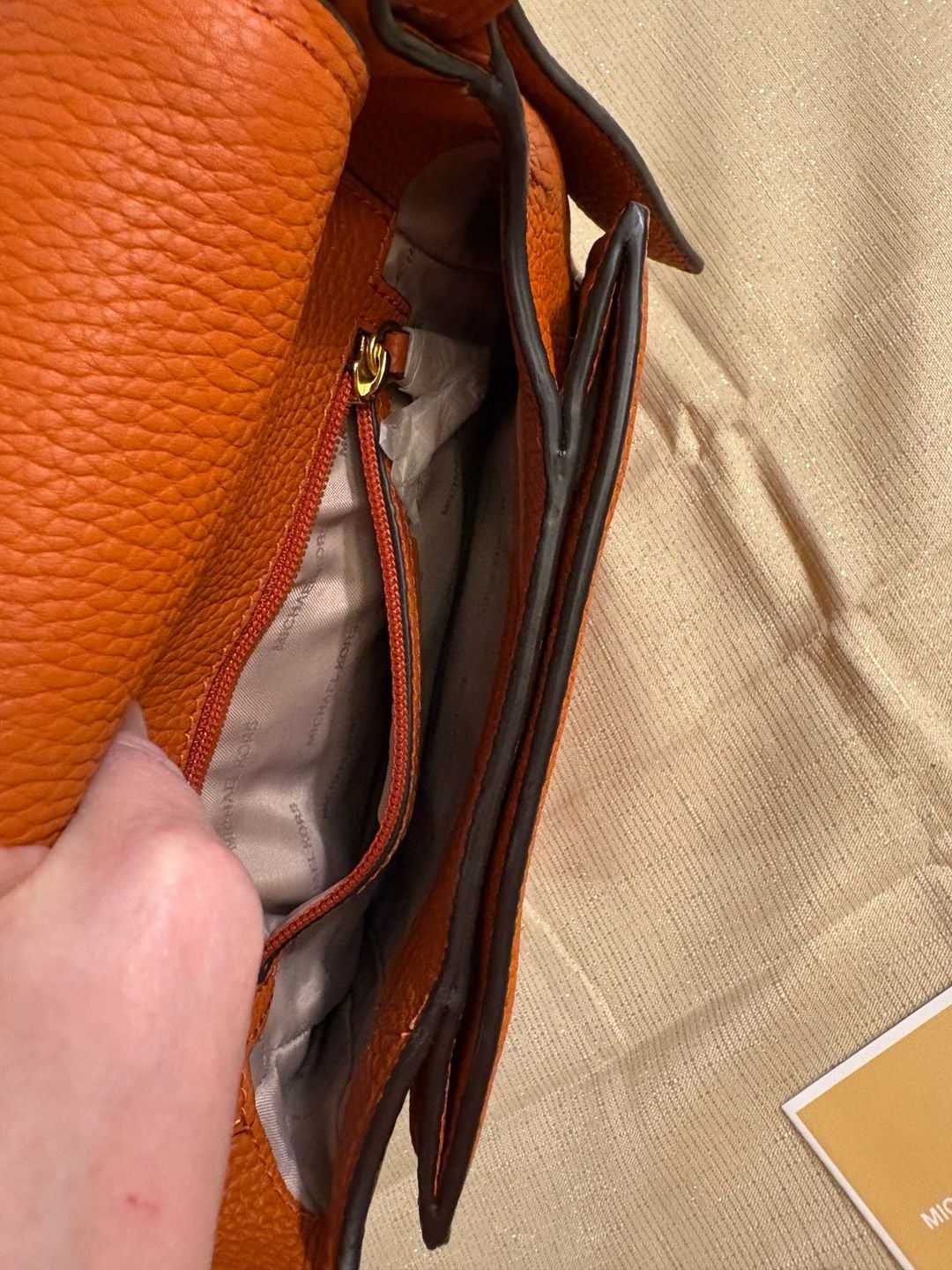 Michael Kors Maxine Leather Orange Saddle Bag 8