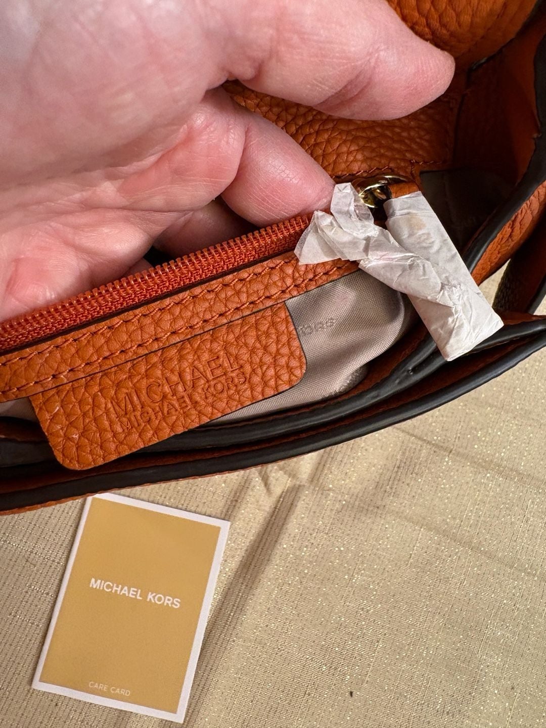 Michael Kors Maxine Leather Orange Saddle Bag 9