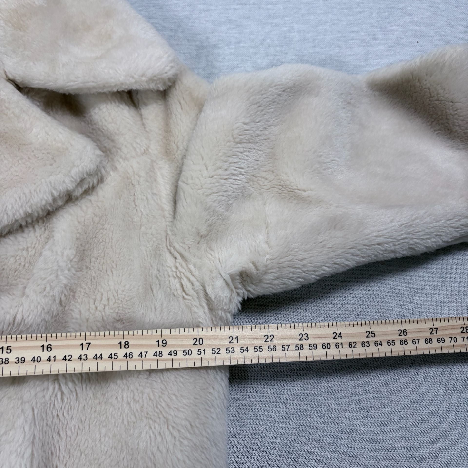 Sears Fashions Faux Fur Coat Cream Double Breasted Vintage 8