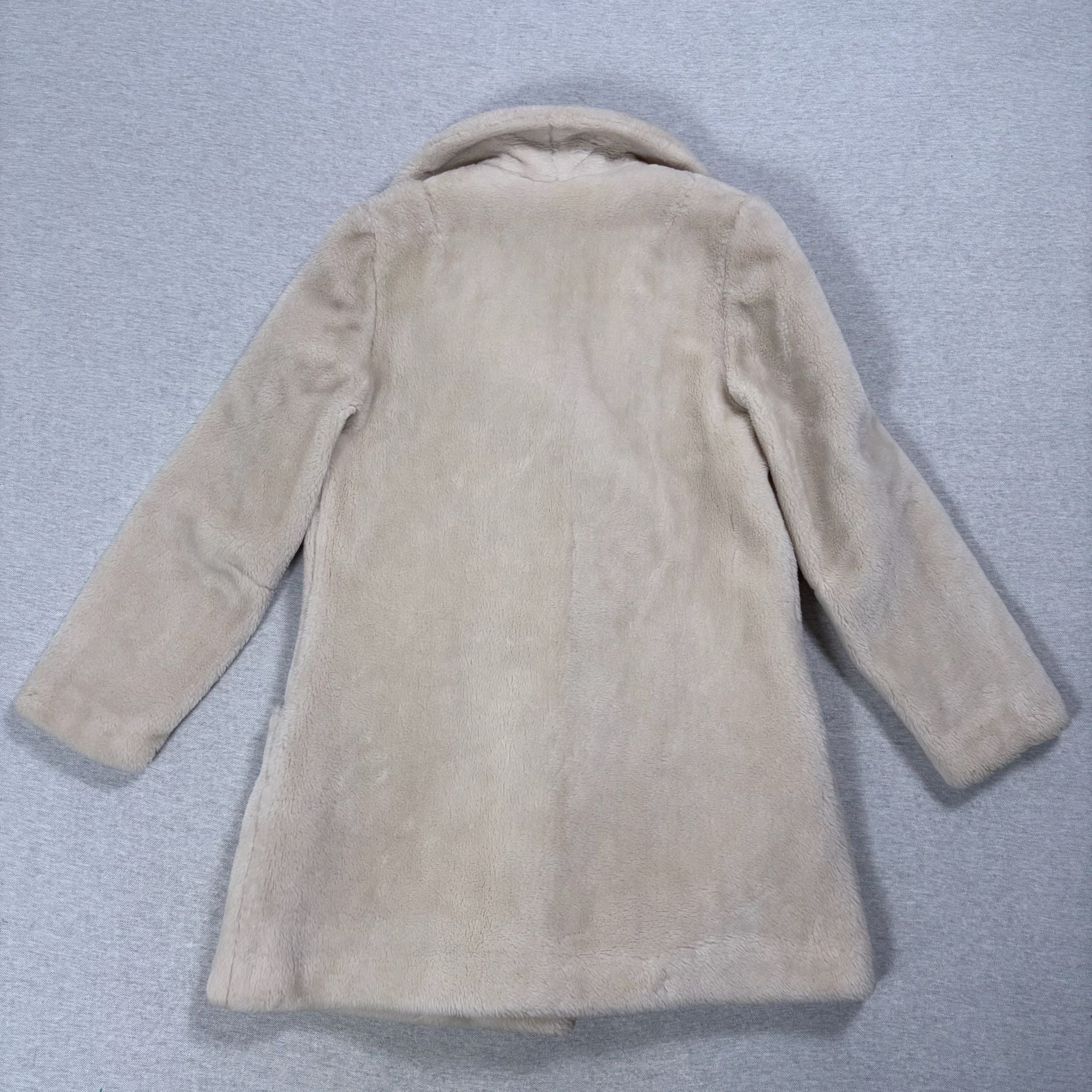 Sears Fashions Faux Fur Coat Cream Double Breasted Vintage 9