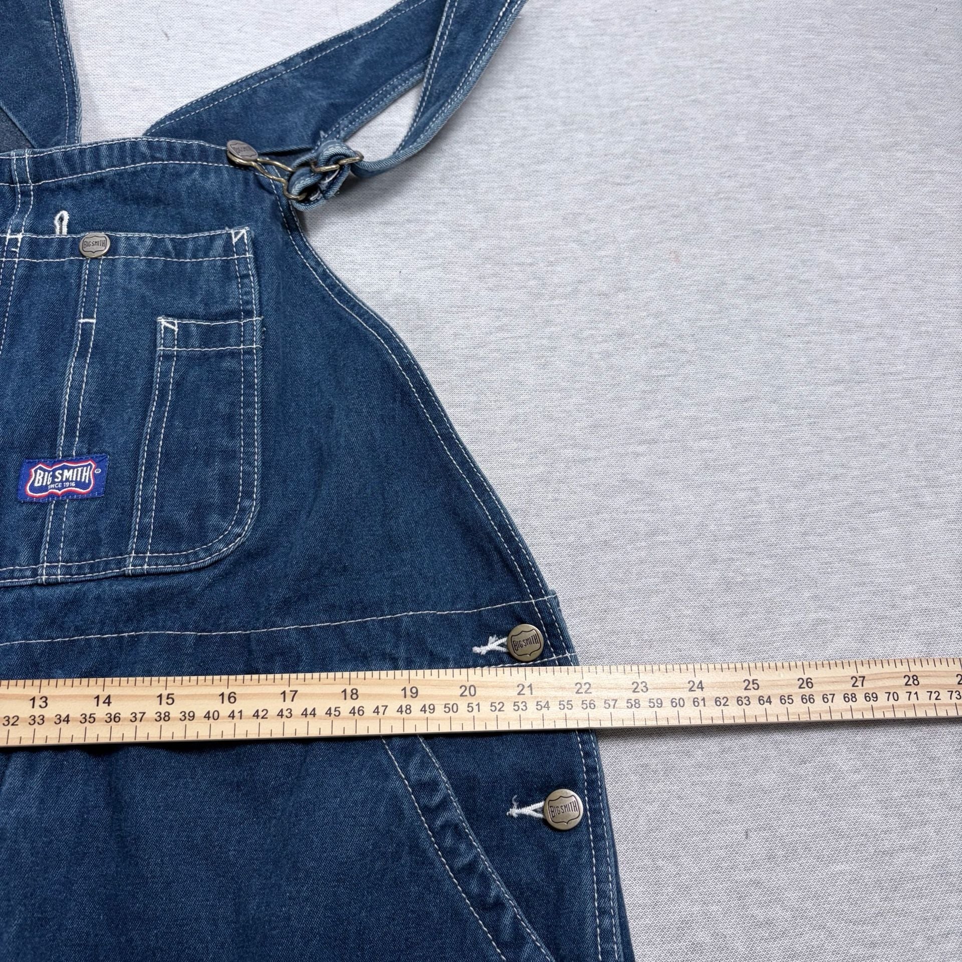 Big Smith Denim Bib Overalls Size 44x30 Blue Cotton Carpenter Workwear 4