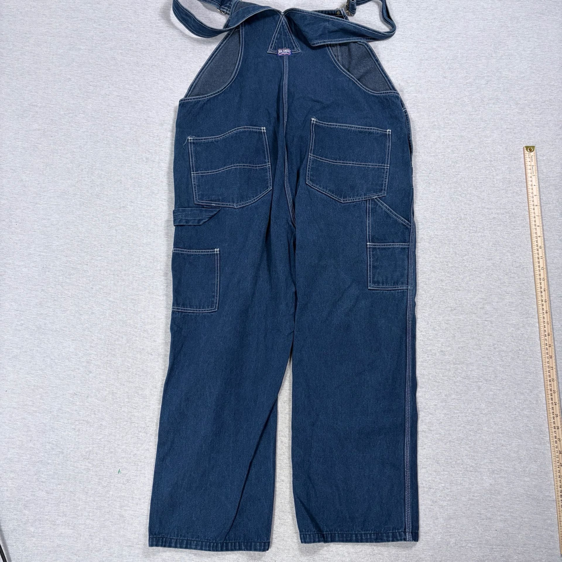 Big Smith Denim Bib Overalls Size 44x30 Blue Cotton Carpenter Workwear 7