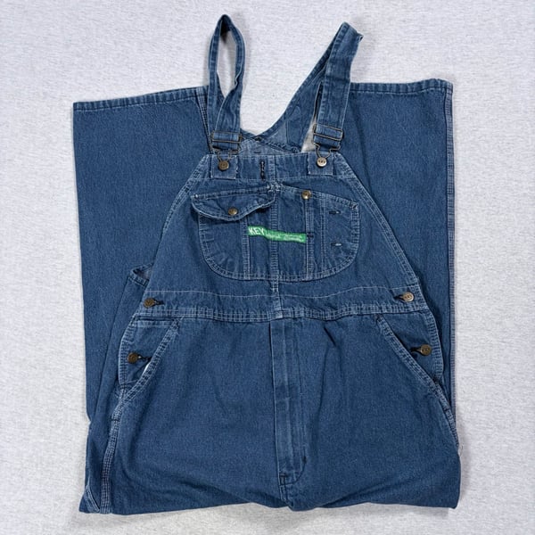 Key Imperial Denim Overalls Size 40x29 Blue Cotton Workwear Bib Jeans