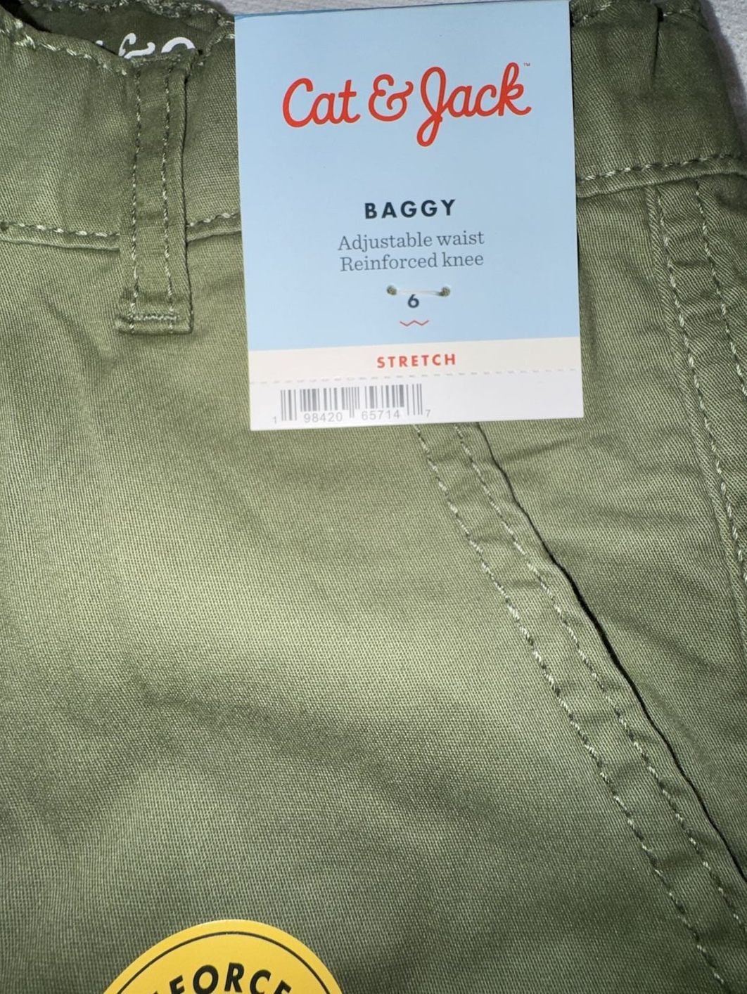 Cat & Jack Baggy Cargo Pants Size 6 Green Stretch Reinforced Knee 5
