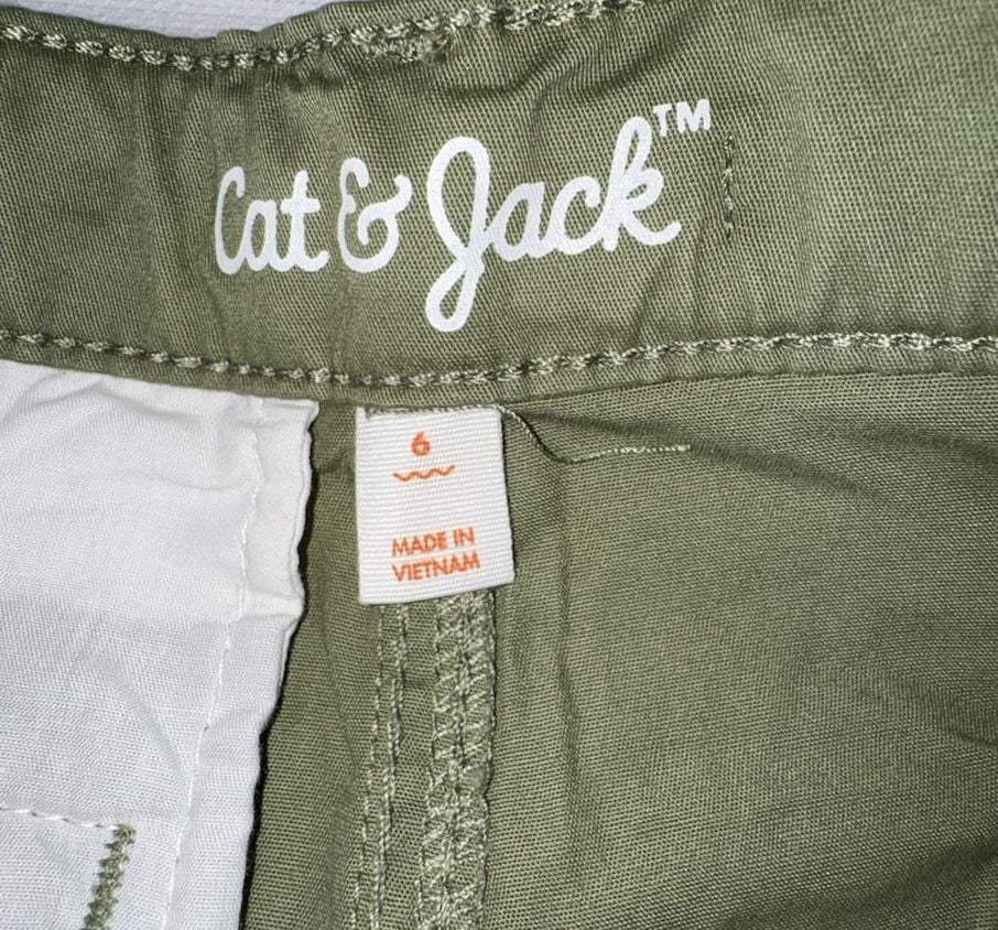 Cat & Jack Baggy Cargo Pants Size 6 Green Stretch Reinforced Knee 6