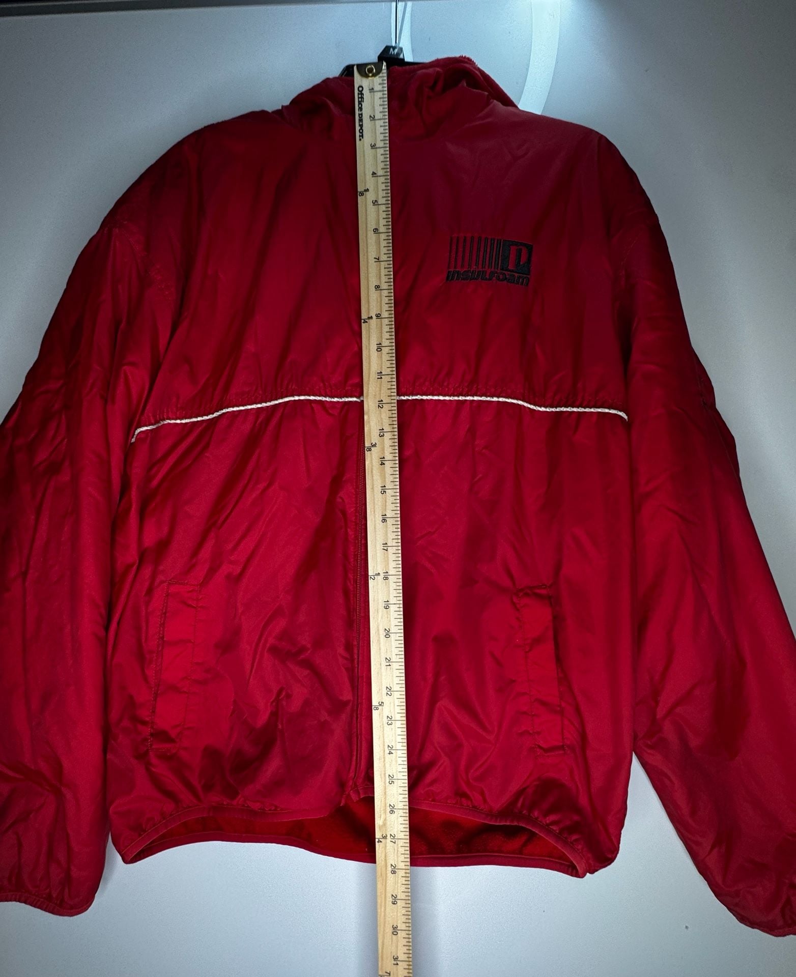 Insulfoam Windbreaker Jacket Size M Red Full Zip Hooded Logo 3