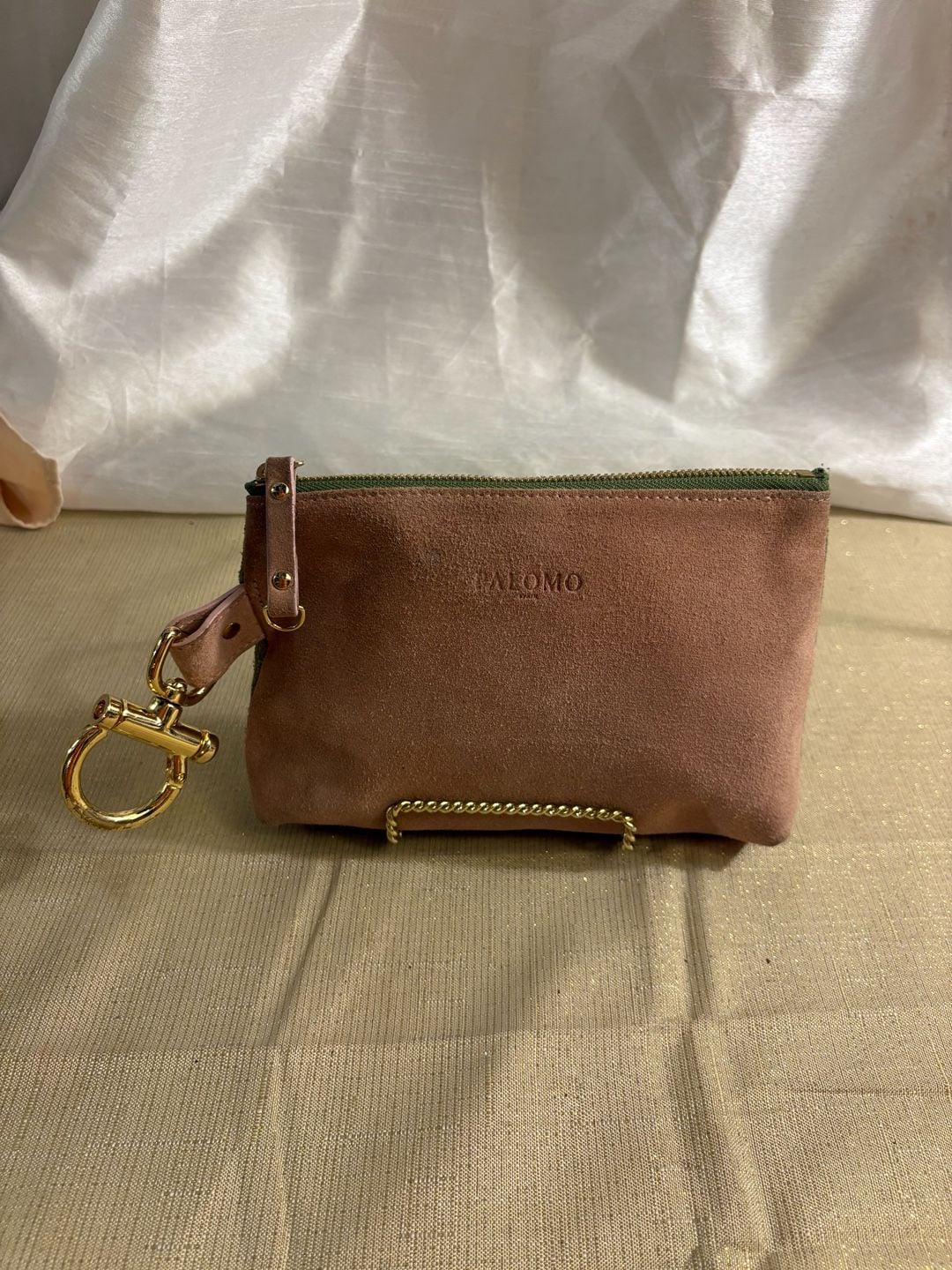 Palomo Spain Suede Double Pouch Pink Green 2