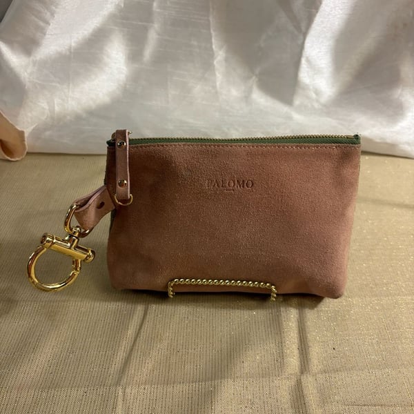 Palomo Spain Suede Double Pouch Pink Green