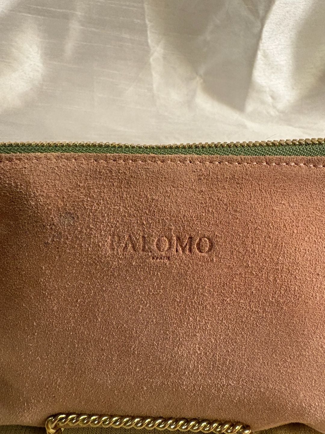 Palomo Spain Suede Double Pouch Pink Green 3