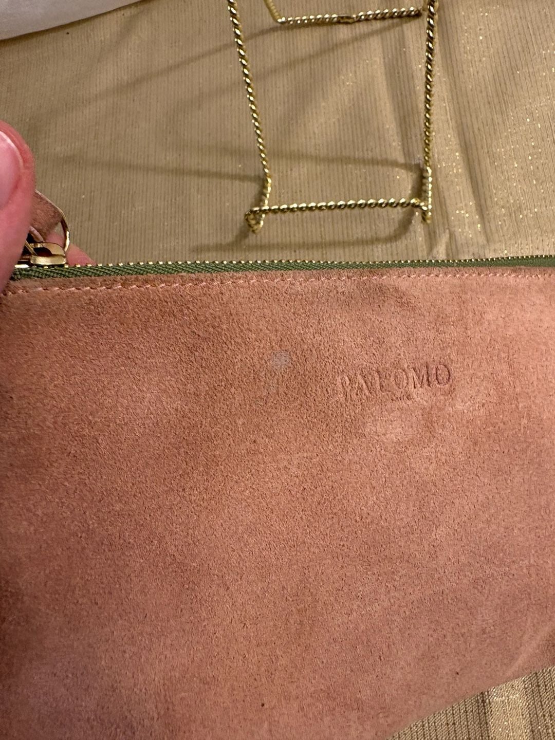 Palomo Spain Suede Double Pouch Pink Green 5
