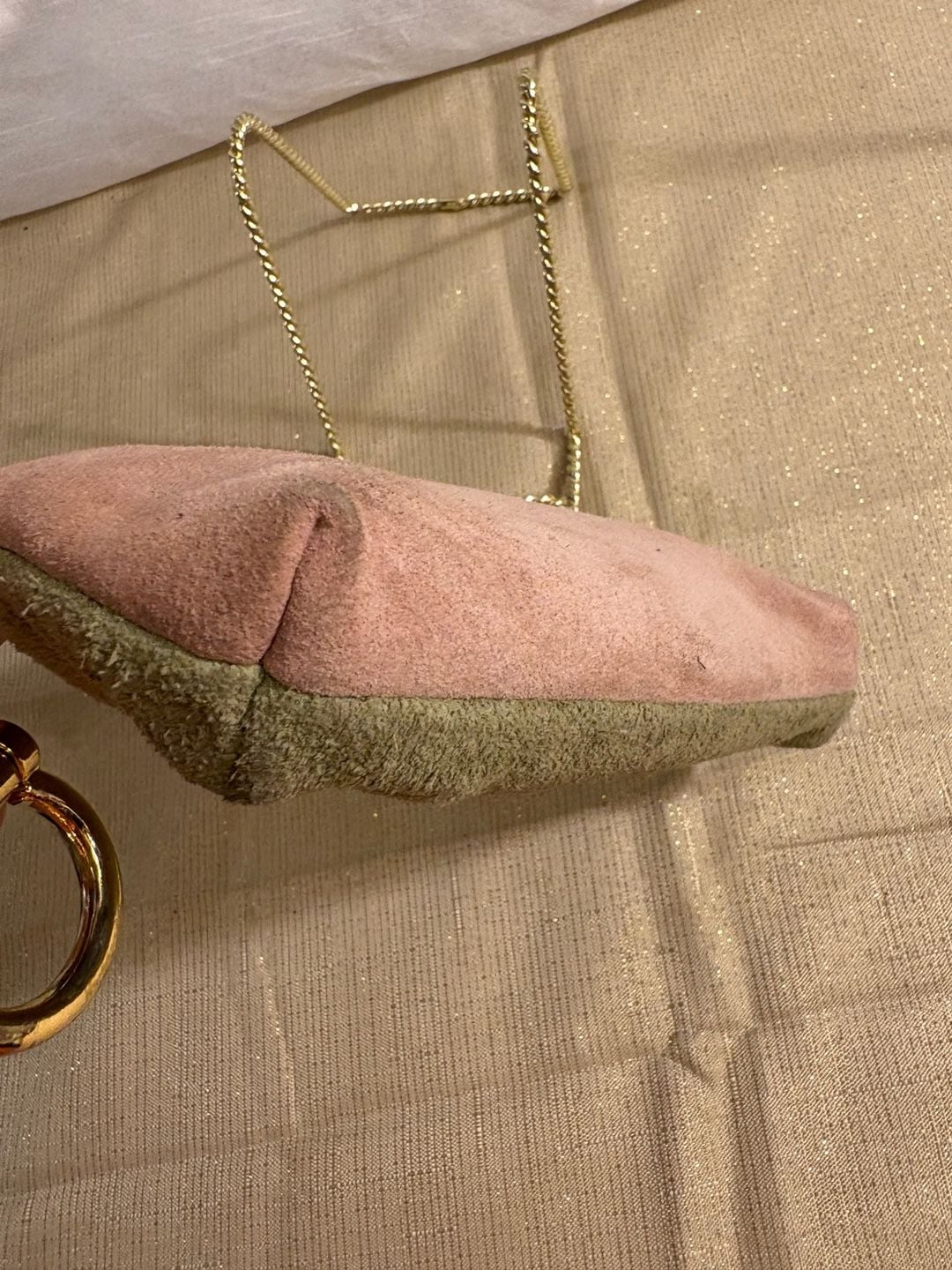 Palomo Spain Suede Double Pouch Pink Green 6