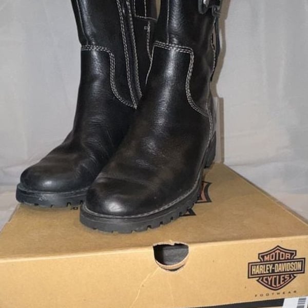 Harley Davidson Radiate Back Lace-Up Boots Size 6.5 M Black Leather